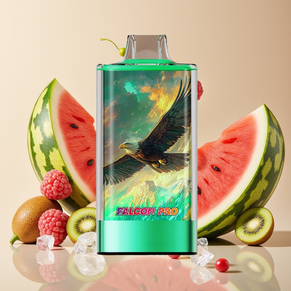 JNR Falcon Pro 28000 Vape Desechable Kiwi Sandía Helada con Pantalla Inteligente y Dual Mesh Coil