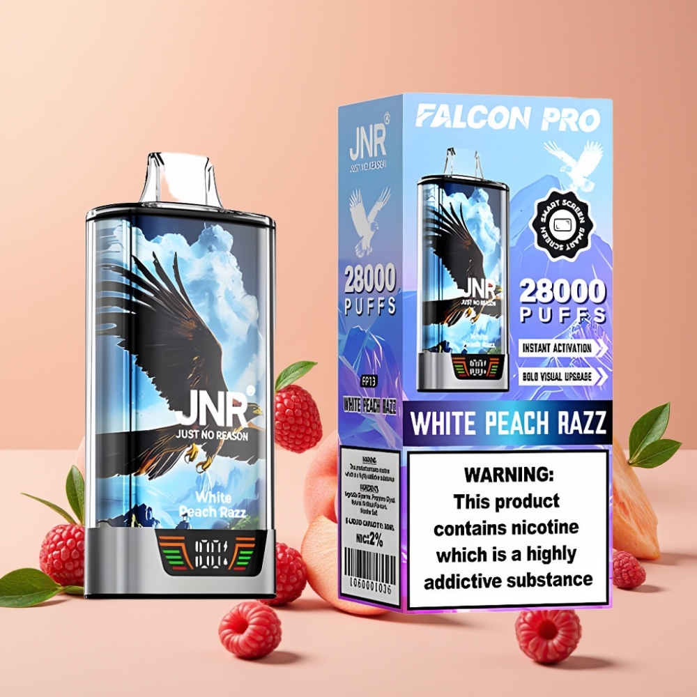 JNR Falcon Pro 28000 Vape Desechable Melocotón Blanco y Frambuesa con USB Tipo-C