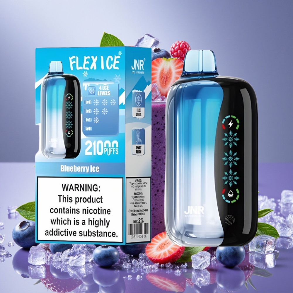JNR Flex Ice 21000 Puffs Desechable Vape Arándano Helado con Pantalla Táctil y 26ml de E-líquido