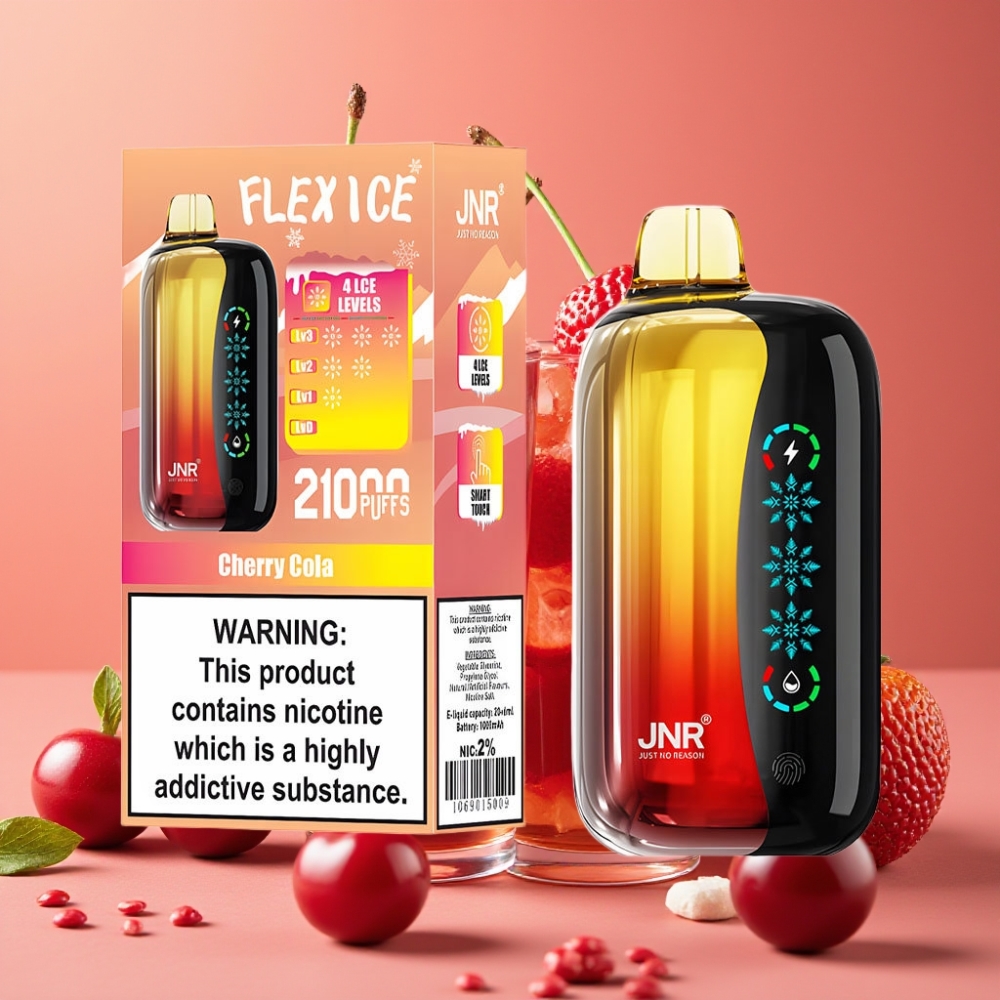 JNR Flex Ice 21000 Puffs Desechable Vape Cereza Cola con Pantalla Táctil y 26ml
