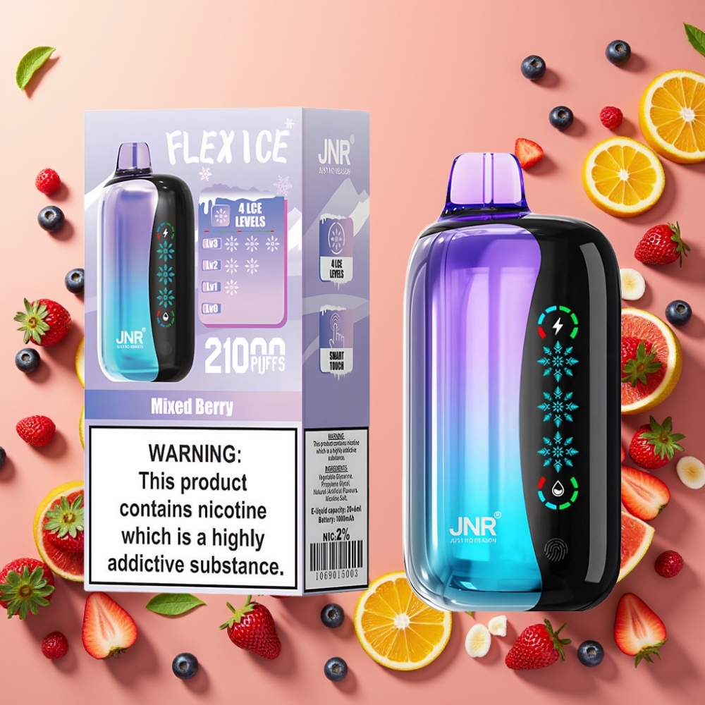 JNR Flex Ice 21000 Puffs Desechable Vape Frutos Rojos Mezclados con Ice Adjustable y 26ml E-liquid