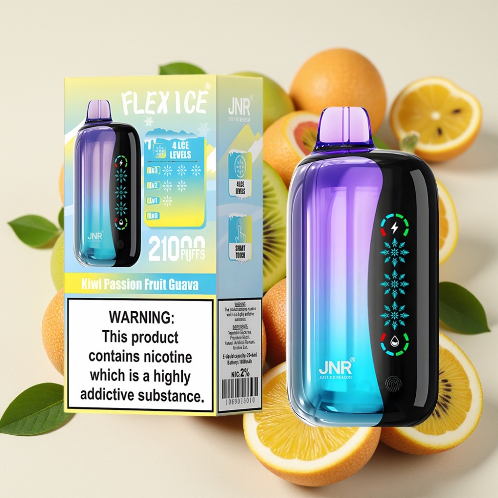 JNR Flex Ice 21000 Puffs Desechable Vape Kiwi Maracuyá Guayaba con Ajuste de Hielo y Pantalla Táctil