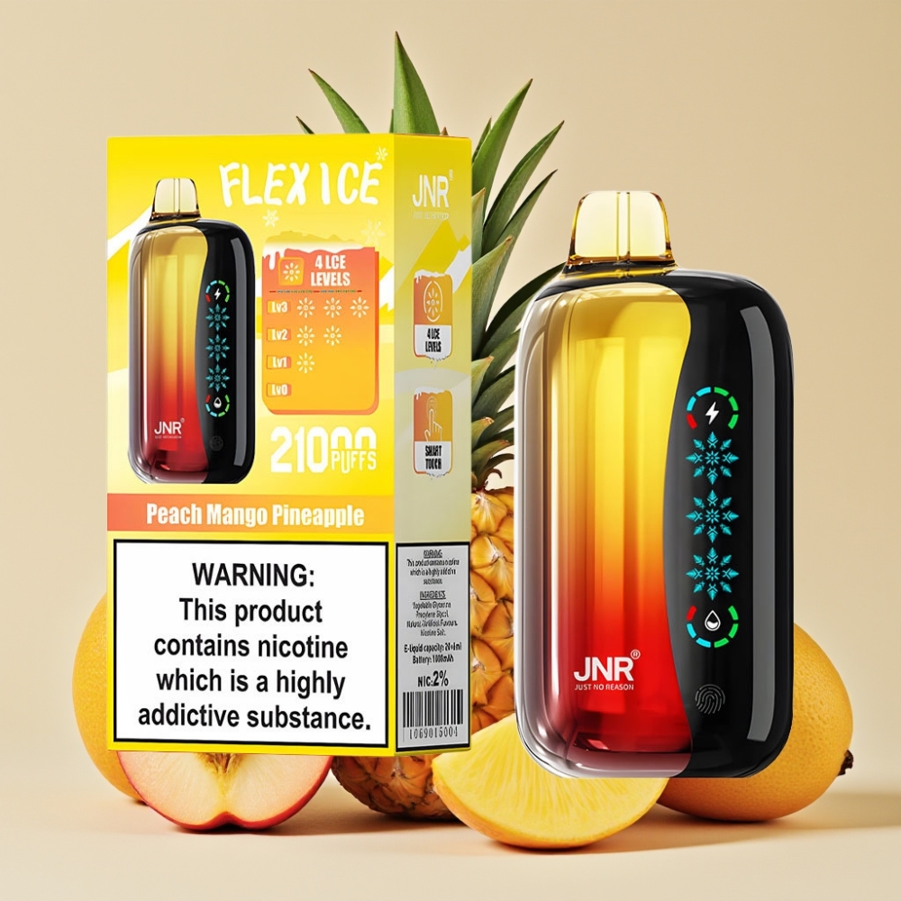 JNR Flex Ice 21000 Puffs Vape Desechable Durazno Mango Piña con Pantalla Táctil y 26ml