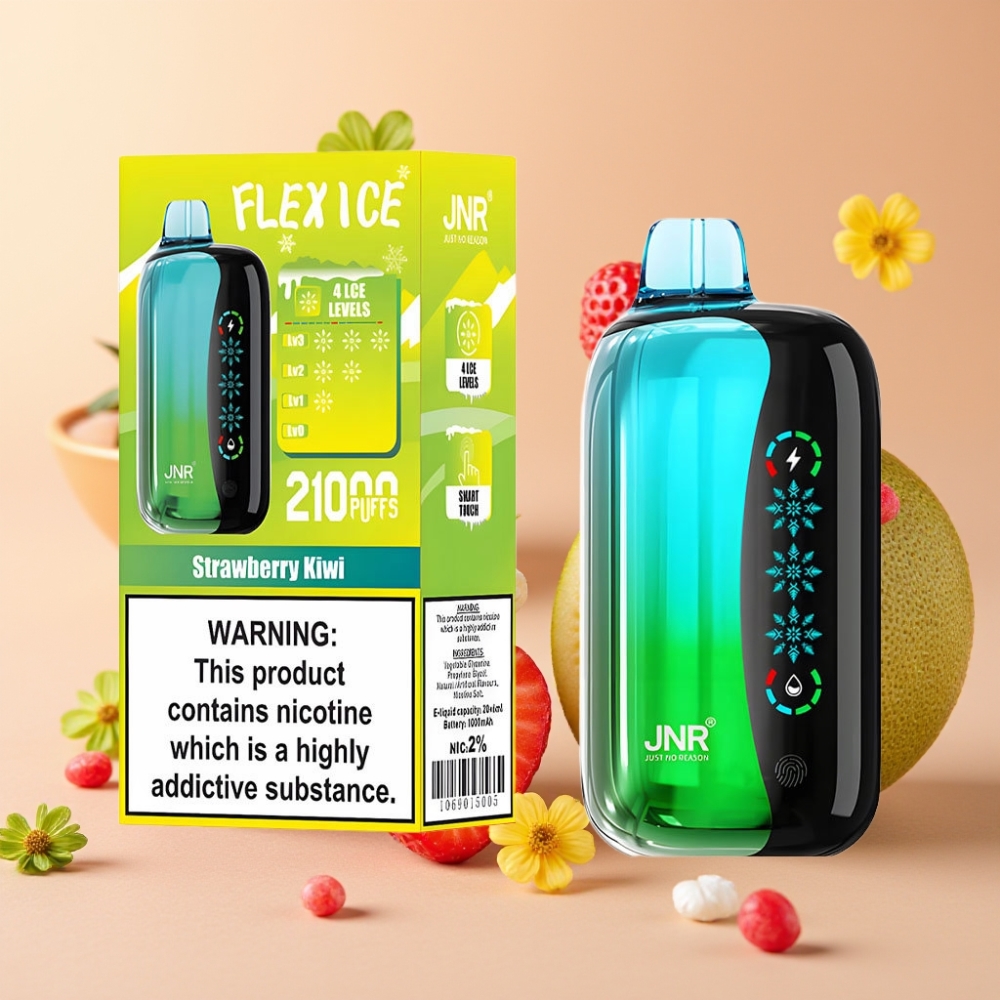 JNR Flex Ice 21000 Puffs Vape Desechable Fresa Kiwi con Pantalla Táctil y 26ml de Líquido