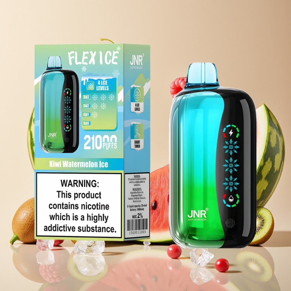 JNR Flex Ice 21000 Puffs Vape Desechable Kiwi Sandía Hielo con Pantalla Táctil y 26ml de Líquido