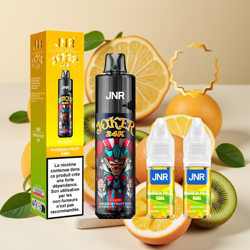 JNR Joker 24K Puffs Desechable Vape Fruta de la Pasión Kiwi con 800mAh y 2 Nicotina