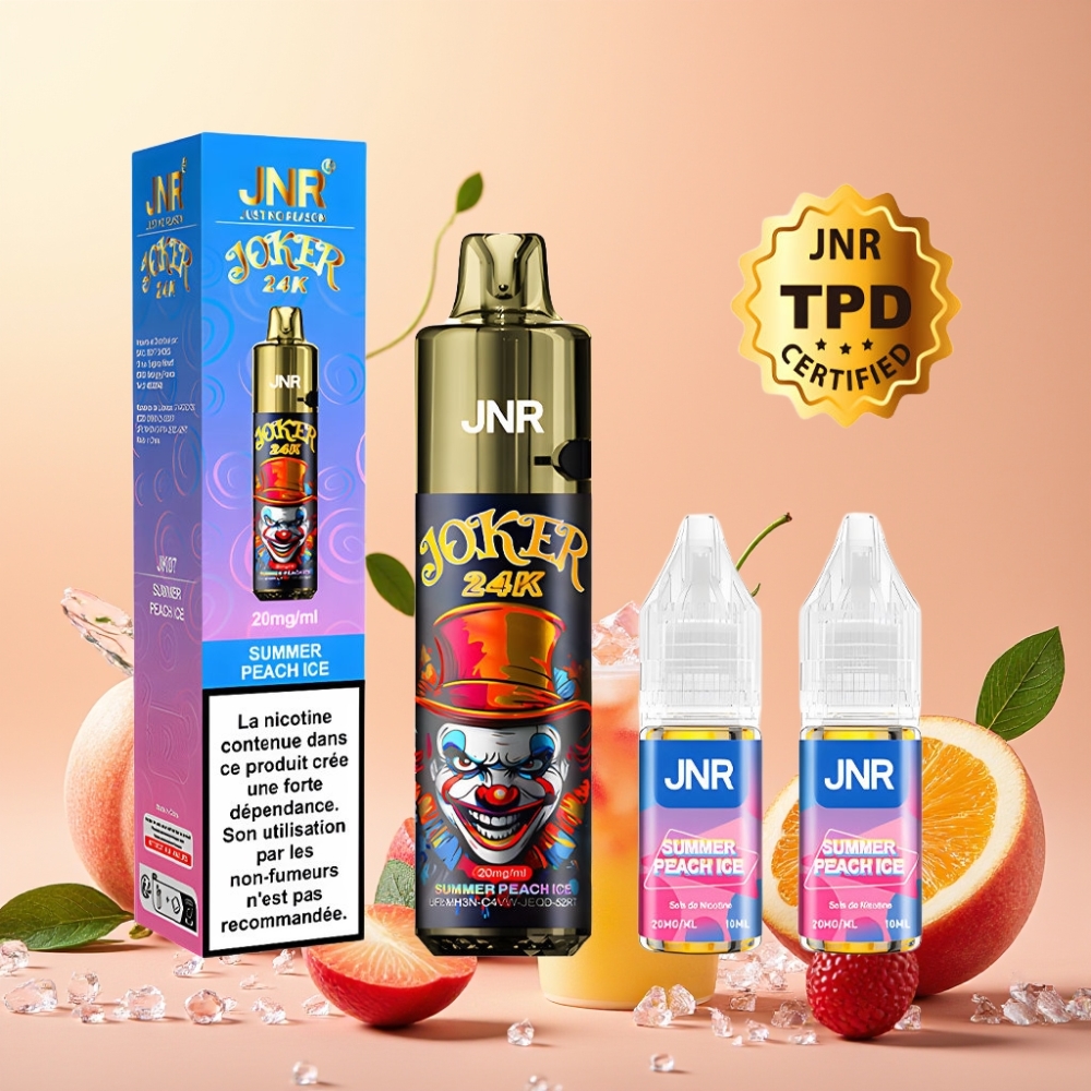 JNR Joker 24K Puffs Desechable Vape Melocotón Helado de Verano con 800mAh y 2 nicotina