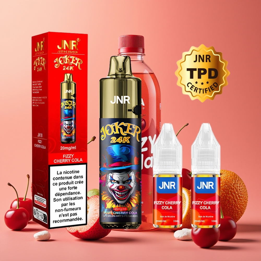 JNR Joker 24K Puffs Vape Desechable Cereza Cola Fizzy con Batería 800mAh