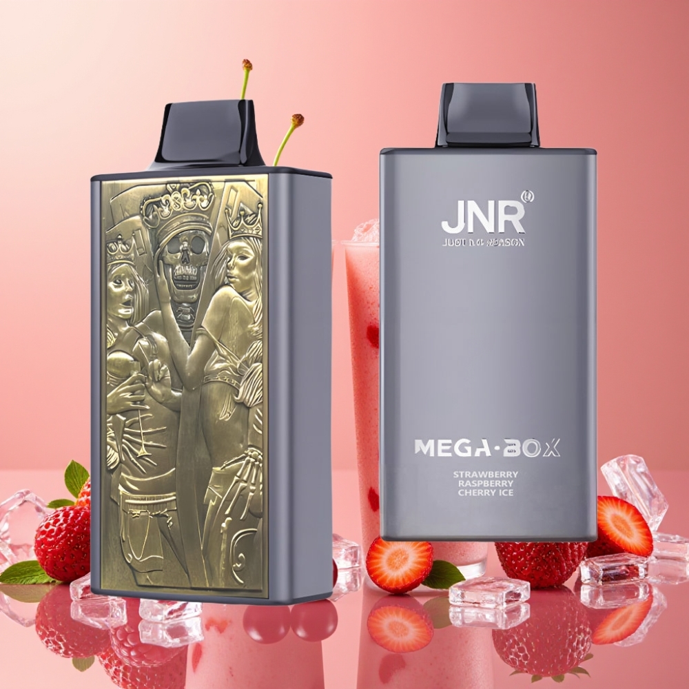 JNR Mega Box 25000 Puffs Vape Desechable Fresa Frambuesa Cereza Hielo con Carga Rápida Type-C y Batería 850mAh