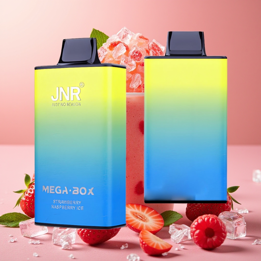 JNR Mega Box 25000 Puffs Vape Desechable Fresa Frambuesa Hielo con Carga Tipo-C y 850mAh