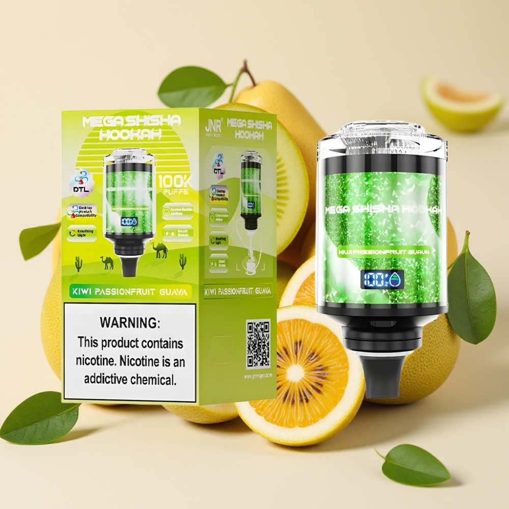 JNR Mega Shisha Hookah 100K Compatibilidad de Escritorio Kiwi Maracuyá Guayaba y 2200mAh
