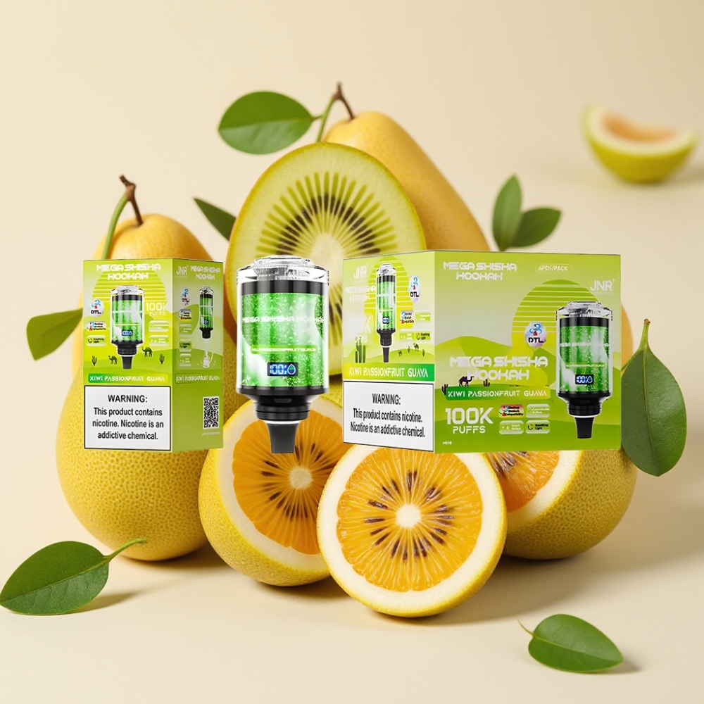 JNR Mega Shisha Hookah 100K Compatibilidad de Escritorio Kiwi Maracuyá Guayaba y 2200mAh