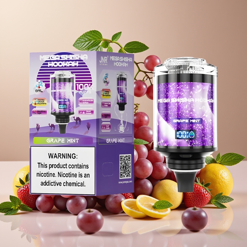 JNR Mega Shisha Hookah 100K Compatibilidad de Escritorio Uva Menta 2200mAh