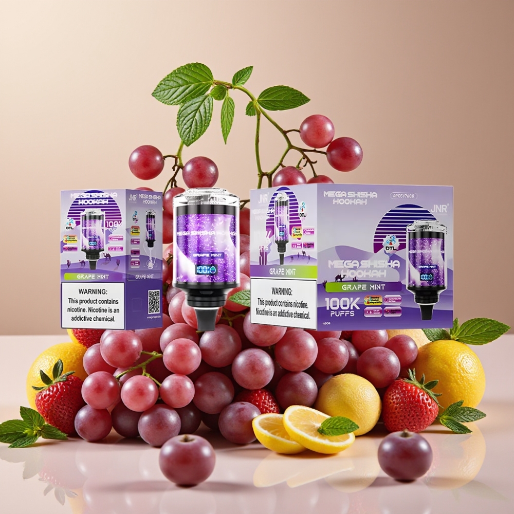 JNR Mega Shisha Hookah 100K Compatibilidad de Escritorio Uva Menta 2200mAh