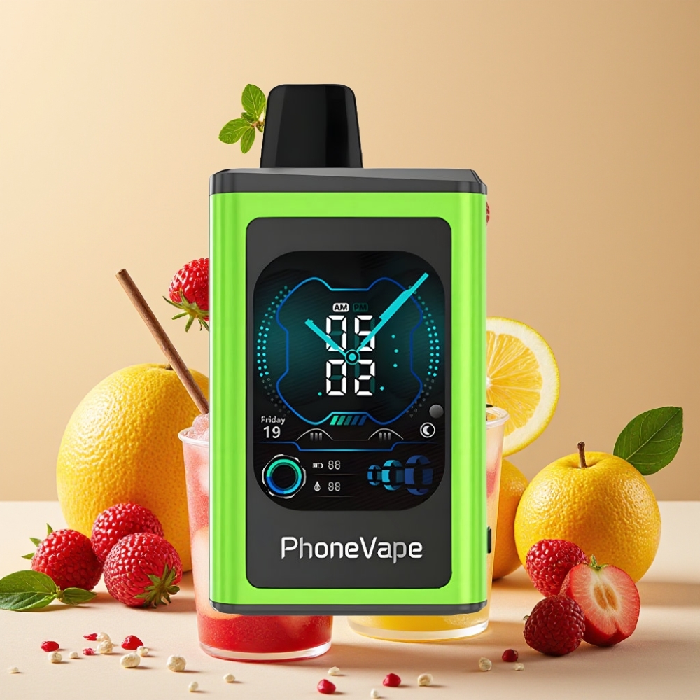 JNR PhoneVape 30000 caladas Vape Desechable Manzana Ácida Helada con Pantalla Completa y Batería Recargable 850mAh