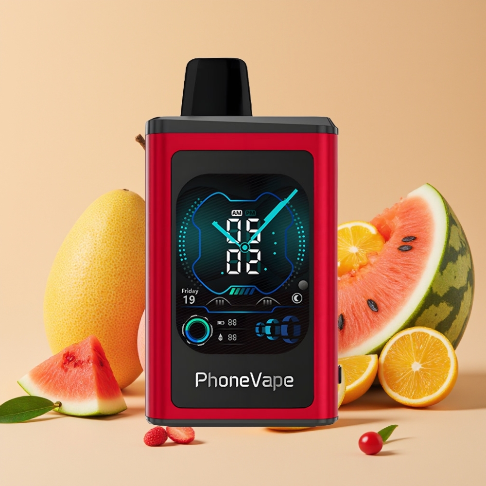 JNR PhoneVape 30000 caladas Vape Desechable Melocotón Mango Sandía con Batería Recargable y Pantalla Completa
