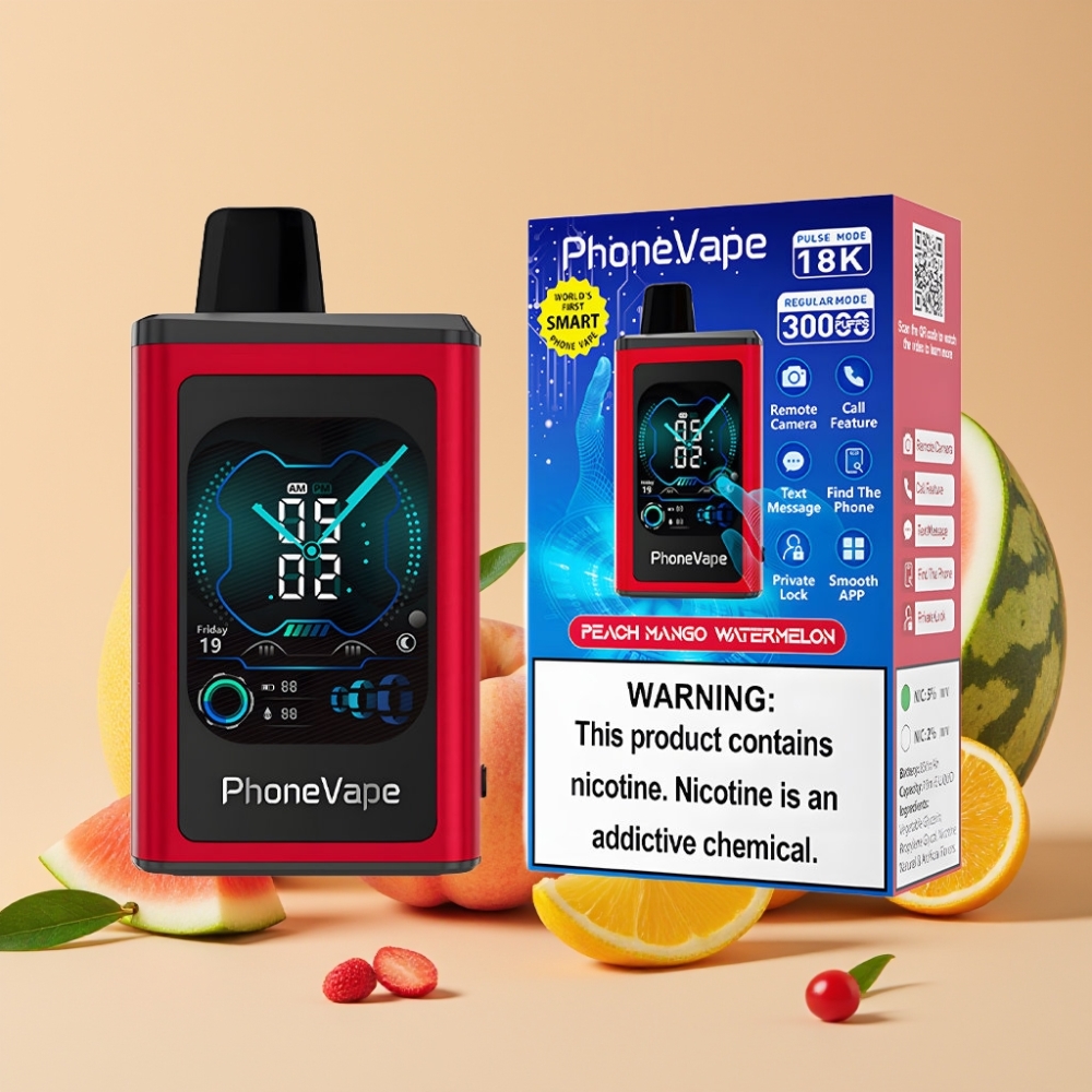 JNR PhoneVape 30000 caladas Vape Desechable Melocotón Mango Sandía con Batería Recargable y Pantalla Completa
