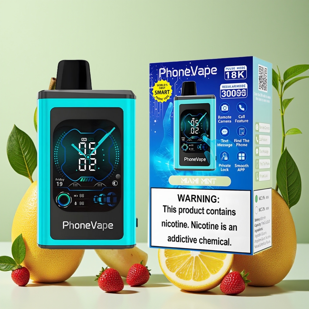 JNR PhoneVape 30000 caladas Vape Desechable Menta de Miami con Batería Recargable