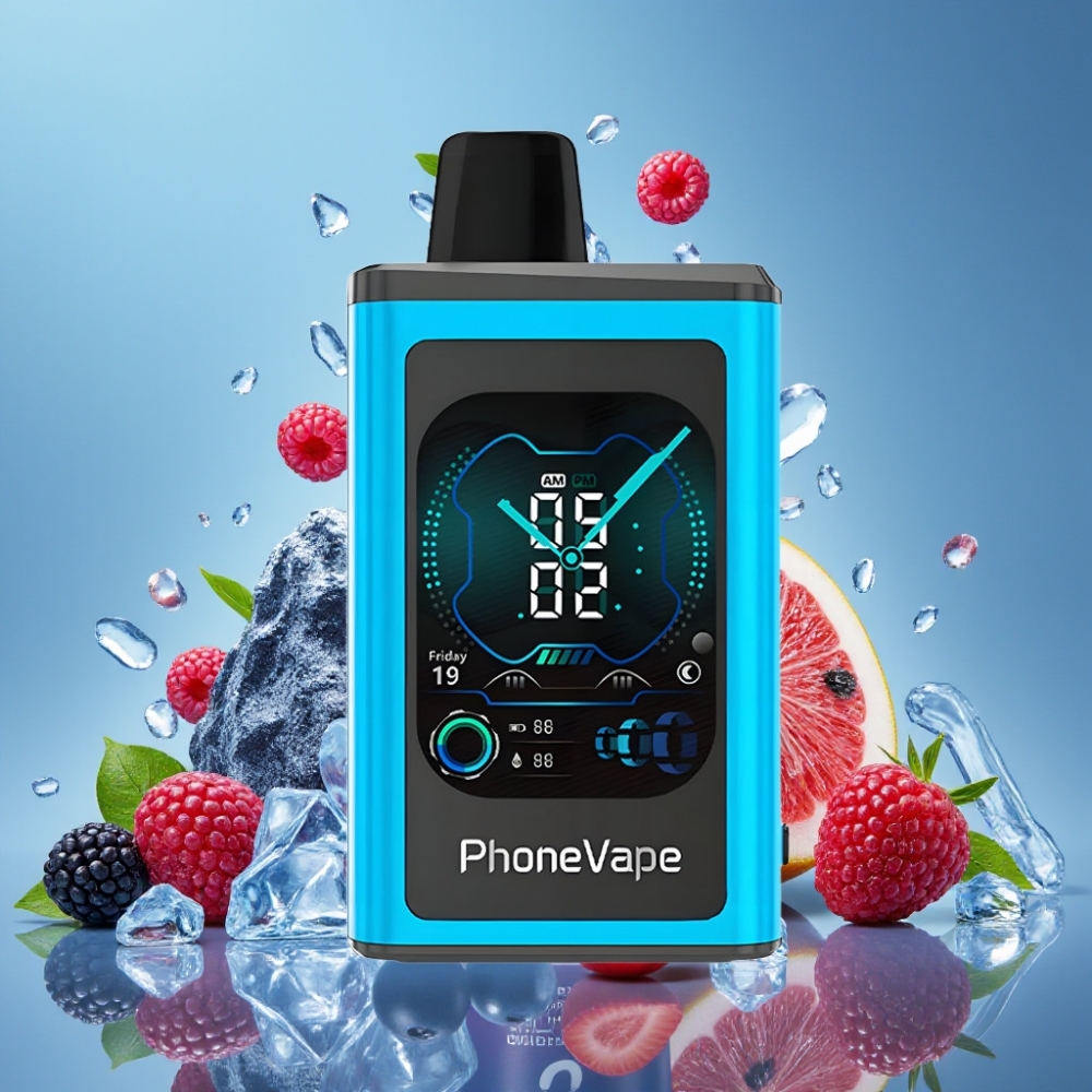 JNR PhoneVape 30000 puffs Vape Desechable Arándano Azul Helado con Turbo Mode y Pantalla Completa