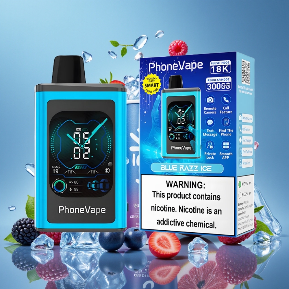 JNR PhoneVape 30000 puffs Vape Desechable Arándano Azul Helado con Turbo Mode y Pantalla Completa