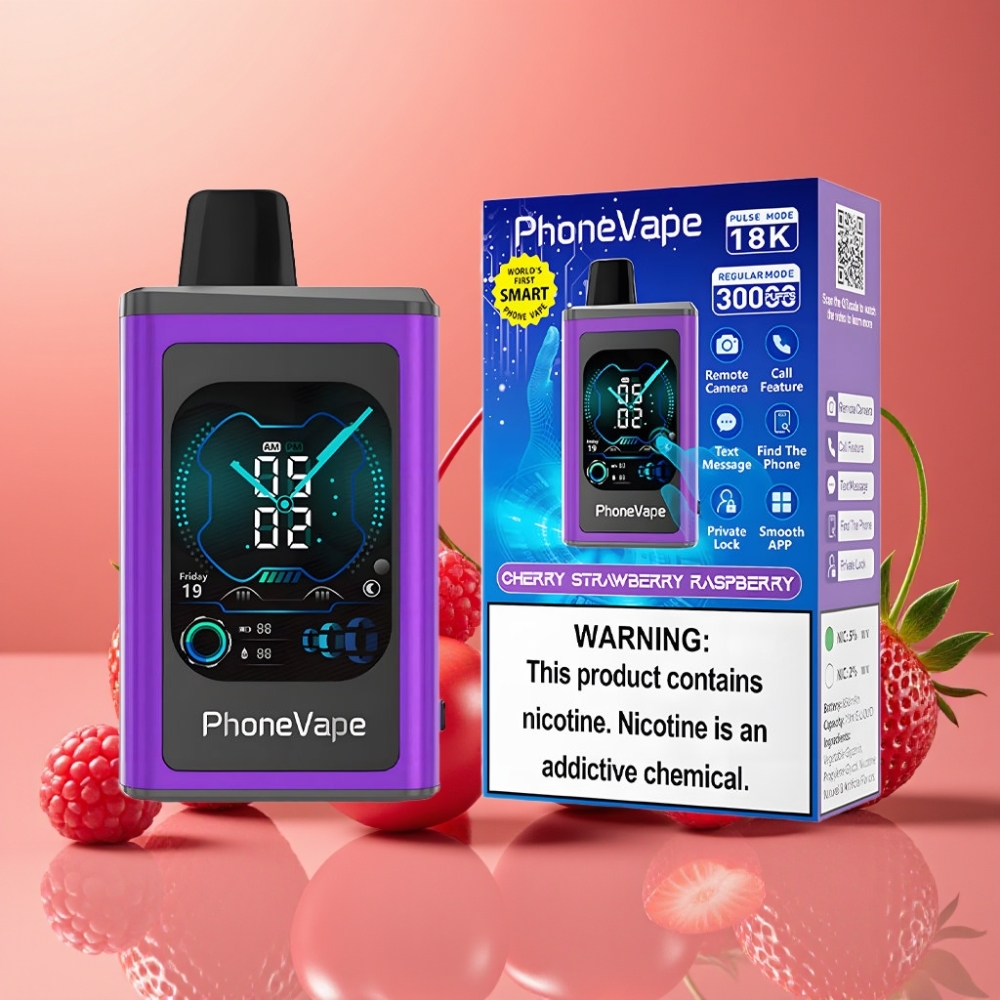 JNR PhoneVape 30000 puffs Vape Desechable Cereza Fresa Frambuesa y JNR PhoneVape 30000 puffs Vape Desechable con Batería Recargable 850mAh