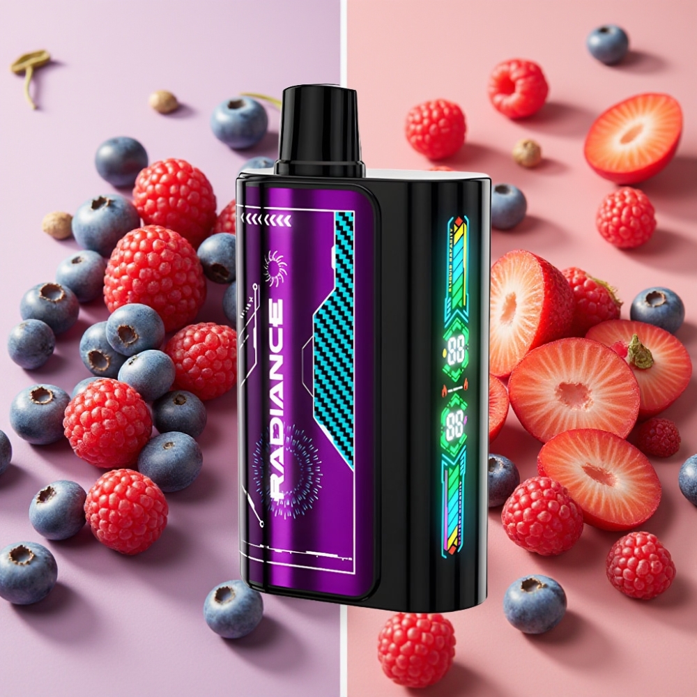 JNR Radiance 31000 Puffs Desechable Vape ARÁNDANO AGRIO FRAMBUESA con Pantalla Animada Inteligente