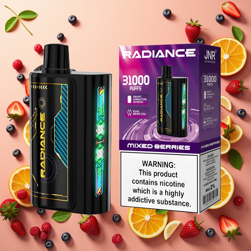 JNR Radiance 31000 Puffs Desechable Vape BAYAS MIXTAS con Pantalla Animada Inteligente