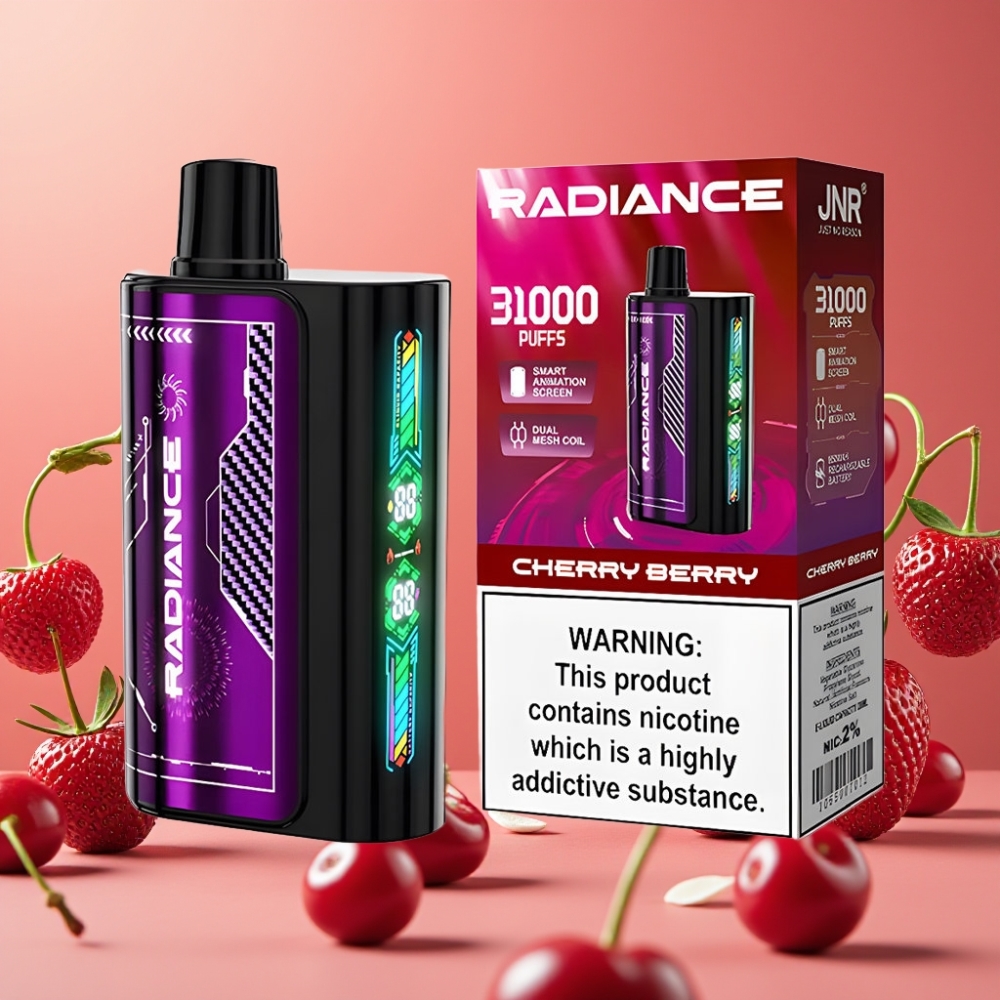 JNR Radiance 31000 Puffs Desechable Vape CEREZA Y BAYA con Pantalla Animada Inteligente