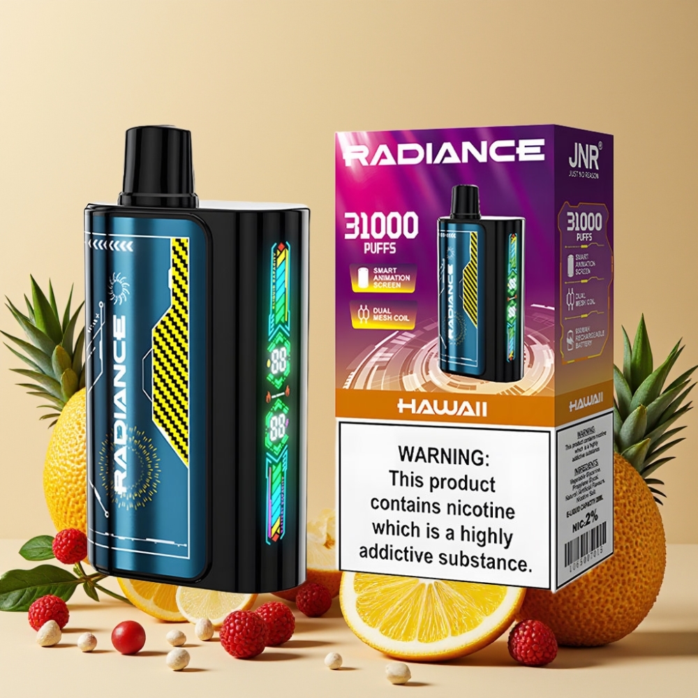 JNR Radiance 31000 Puffs Vape Desechable HAWÁI con Pantalla Animada y Batería Recargable
