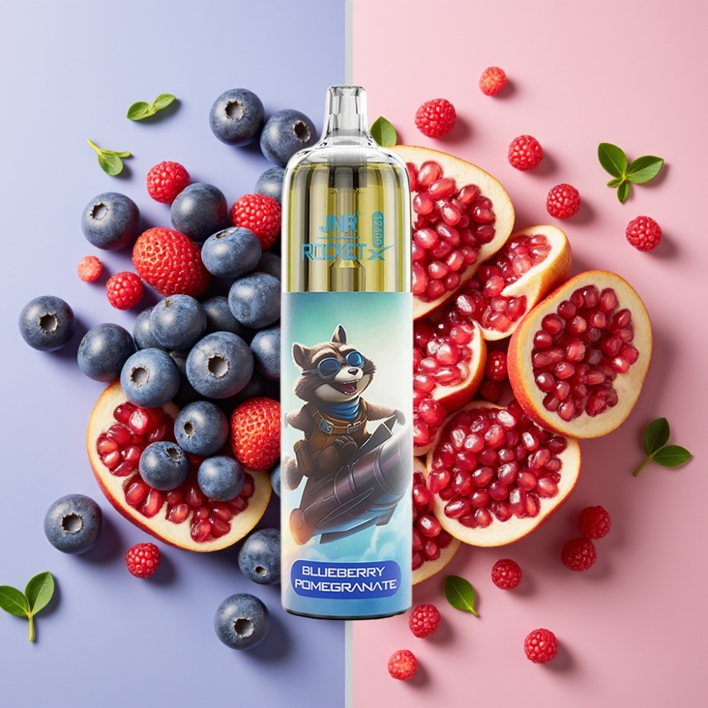 JNR Rocket-X 12400 Puffs Desechable Vape Arándano Granada con RGB y Tipo-C