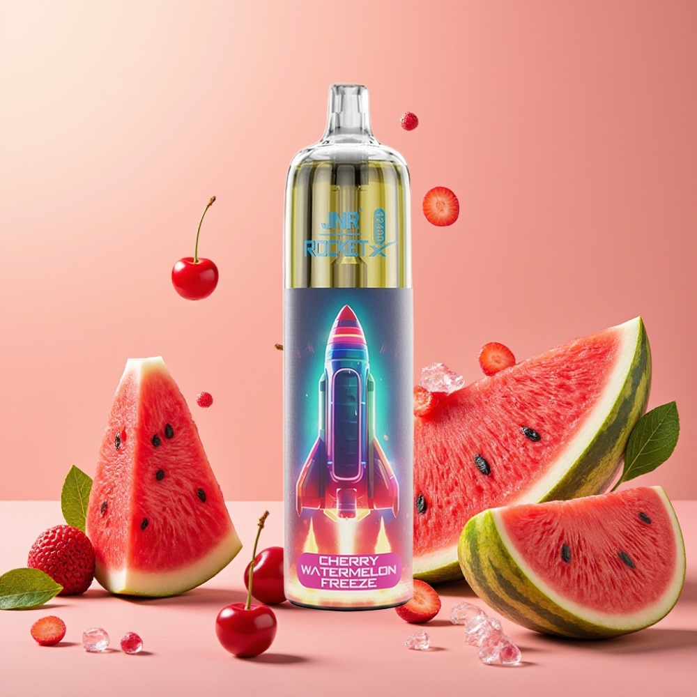 JNR Rocket-X 12400 Puffs Desechable Vape Cereza Sandía Helada con RGB y Carga Rápida Type-C