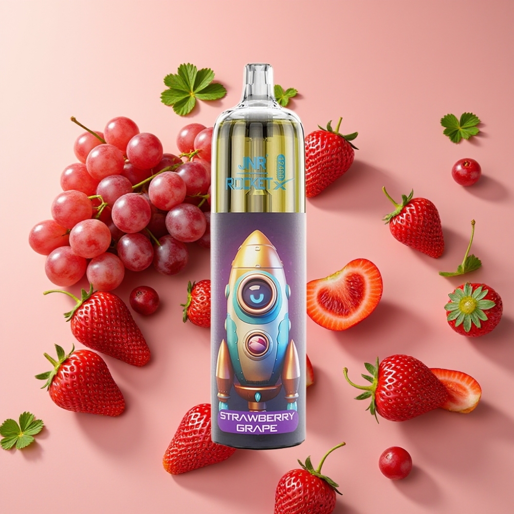 JNR Rocket-X 12400 Puffs Desechable Vape Fresa Uva con RGB y Carga Rápida Tipo-C