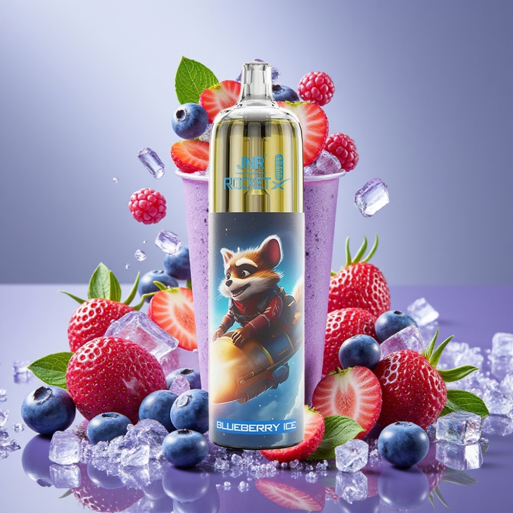 JNR Rocket-X 12400 Puffs Vape Desechable Blueberry Ice con RGB y Carga Rápida Type-C