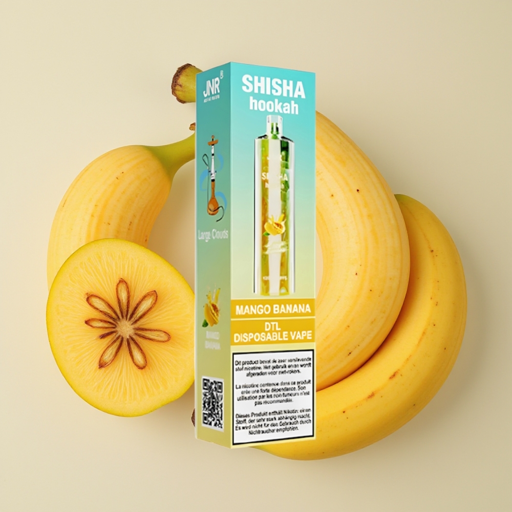 JNR Shisha Hookah 12000 Puffs Vape Desechable Mango Plátano 24ml Tipo-C