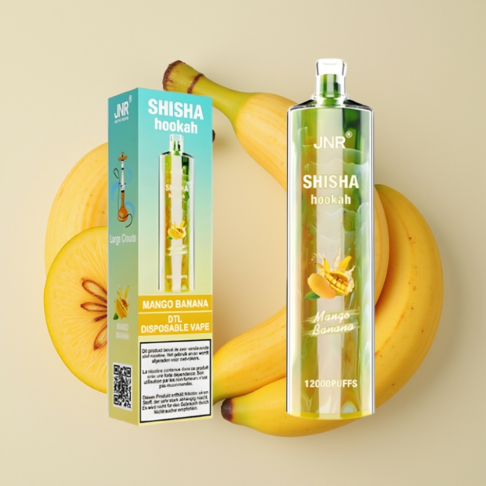 JNR Shisha Hookah 12000 Puffs Vape Desechable Mango Plátano 24ml Tipo-C