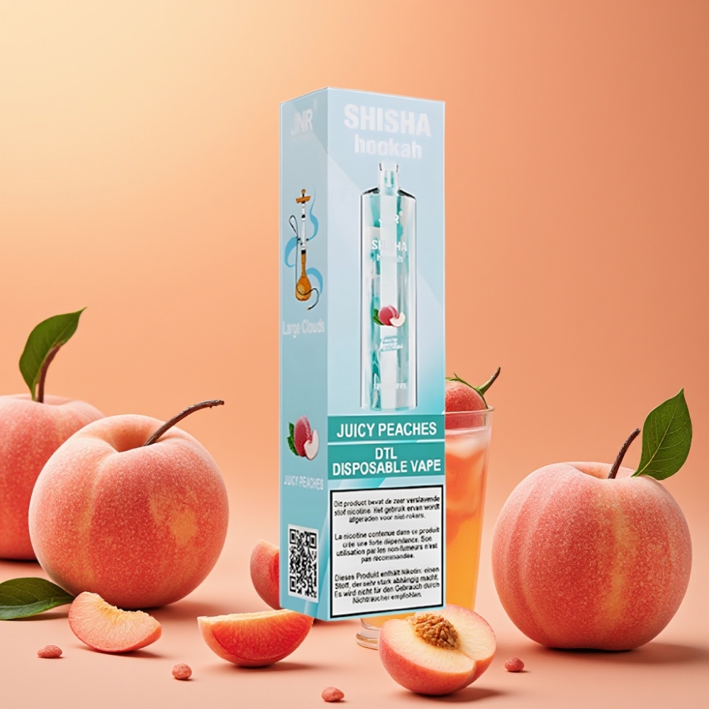 JNR Shisha Hookah 12000 Puffs Vape Disposable Melocotones Jugosos 24ml 750mAh