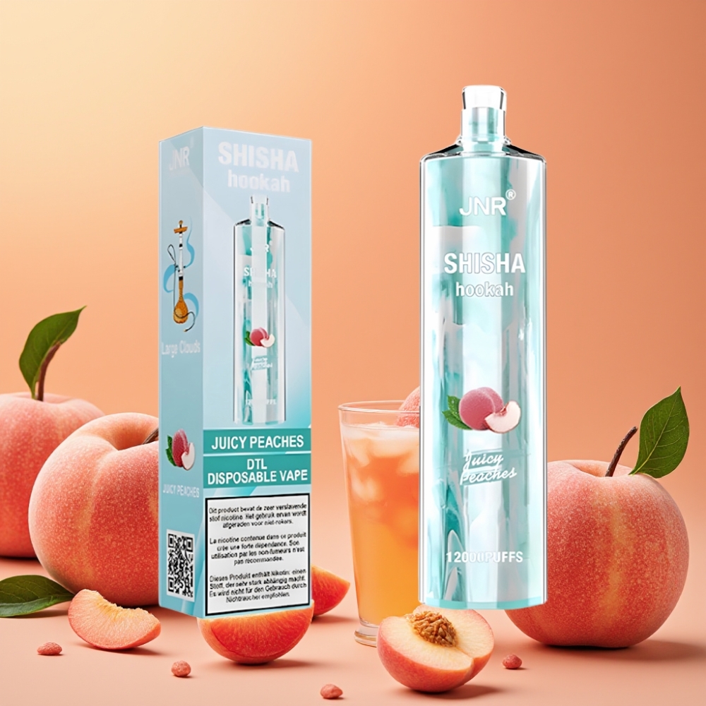 JNR Shisha Hookah 12000 Puffs Vape Disposable Melocotones Jugosos 24ml 750mAh