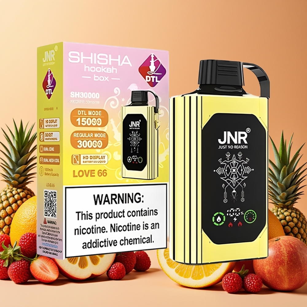 JNR Shisha Hookah Box 20500 Puffs Amor 66 con Pantalla HD y Carga Rápida Type-C