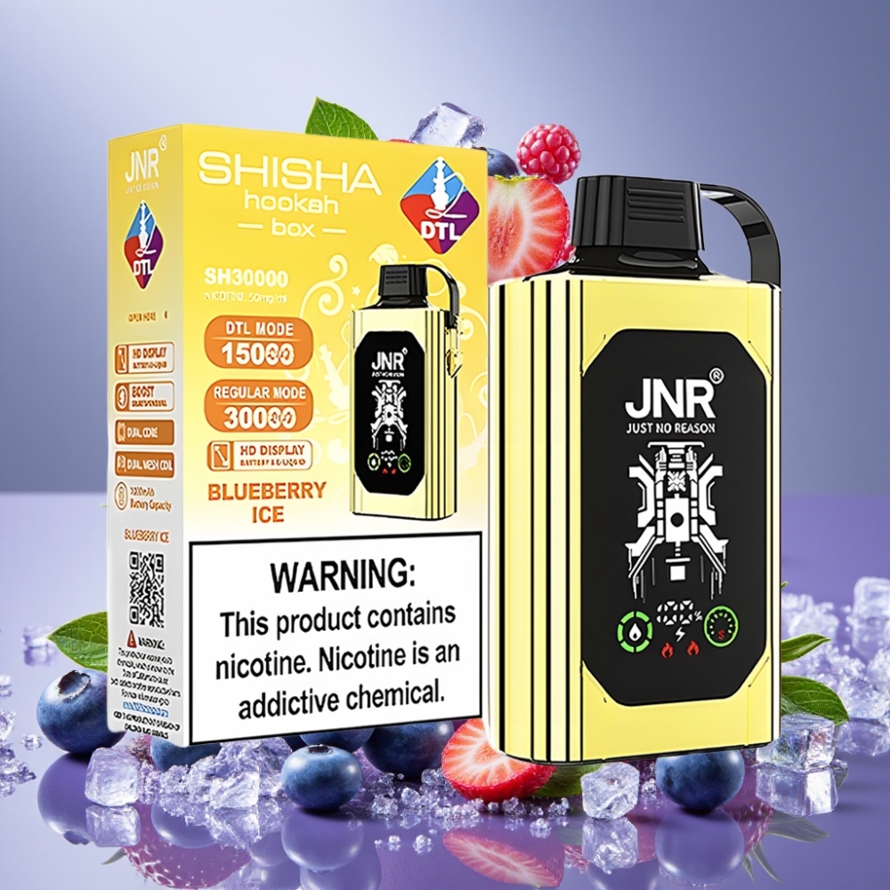JNR Shisha Hookah Box 20500 Puffs Vape Desechable Helado de Arándano con Dual Mesh Coil