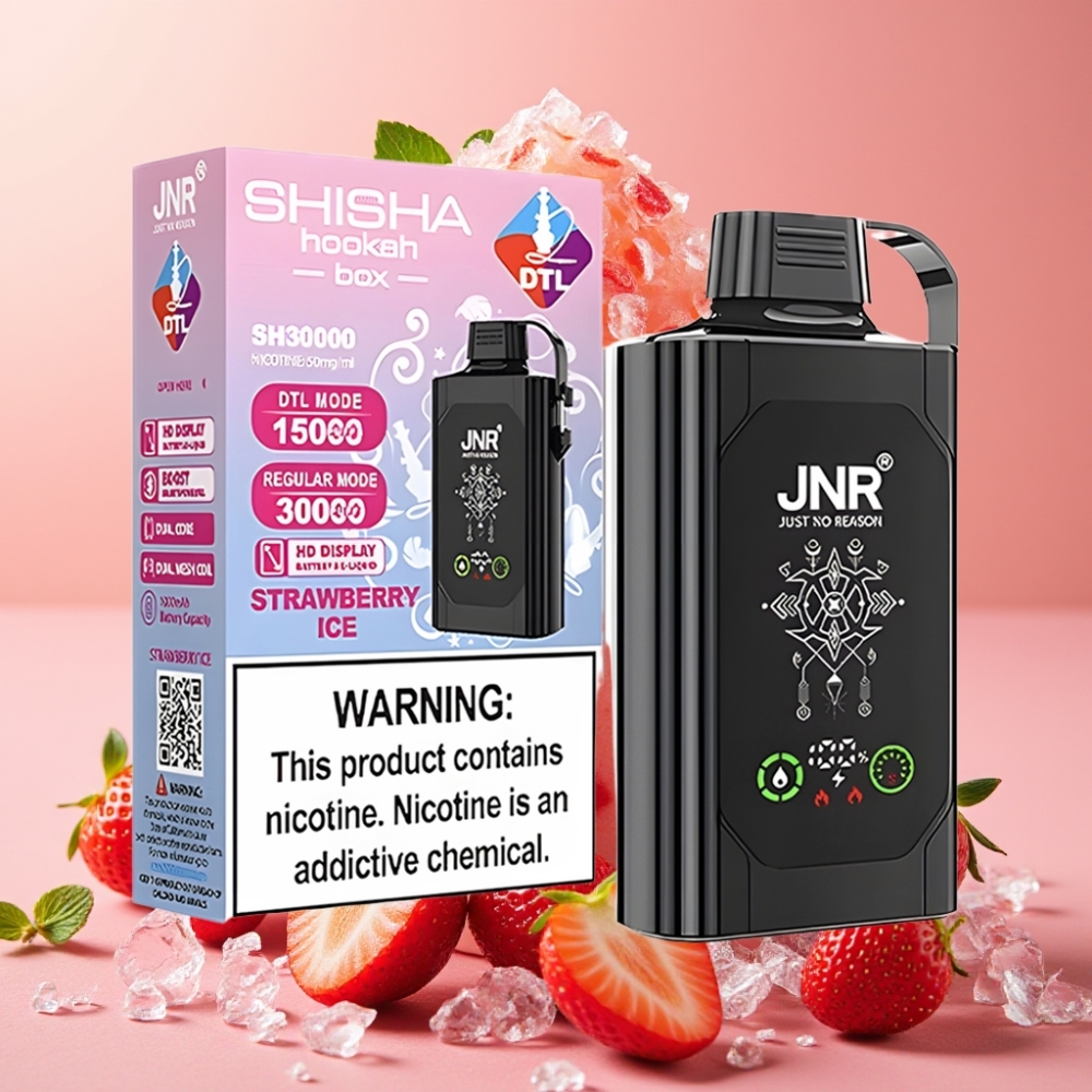 JNR Shisha Hookah Box 20500 Puffs Vape Fresa Hielo con Dual Mesh Coil y 25ml