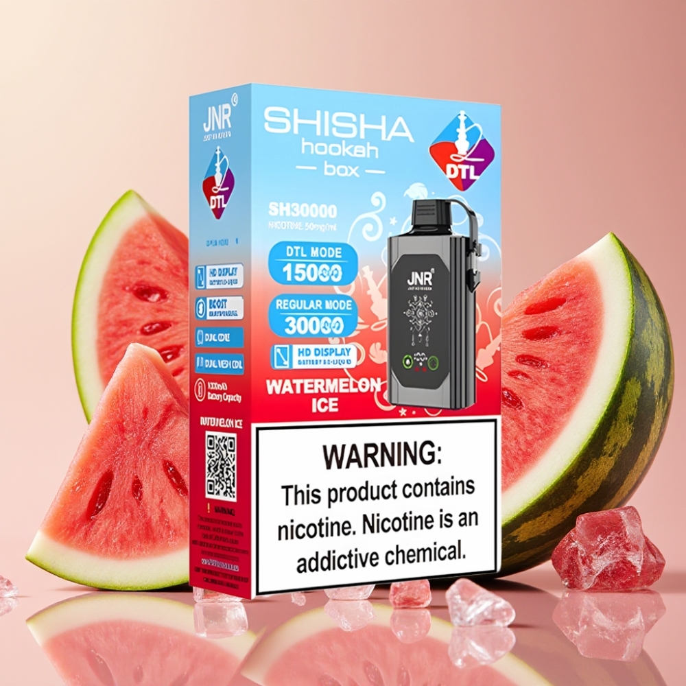 JNR Shisha Hookah Box 20500 Puffs Vape Sandía Helada con Pantalla HD y Carga Tipo-C