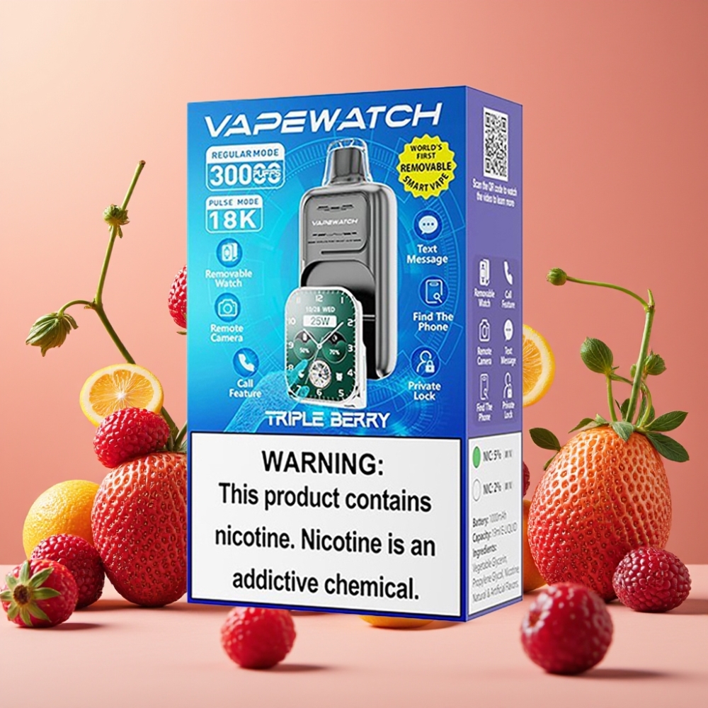 JNR VapeWatch 30000 Puffs Triple Berry Disposable Vape con 19mL y 5 de nicotina