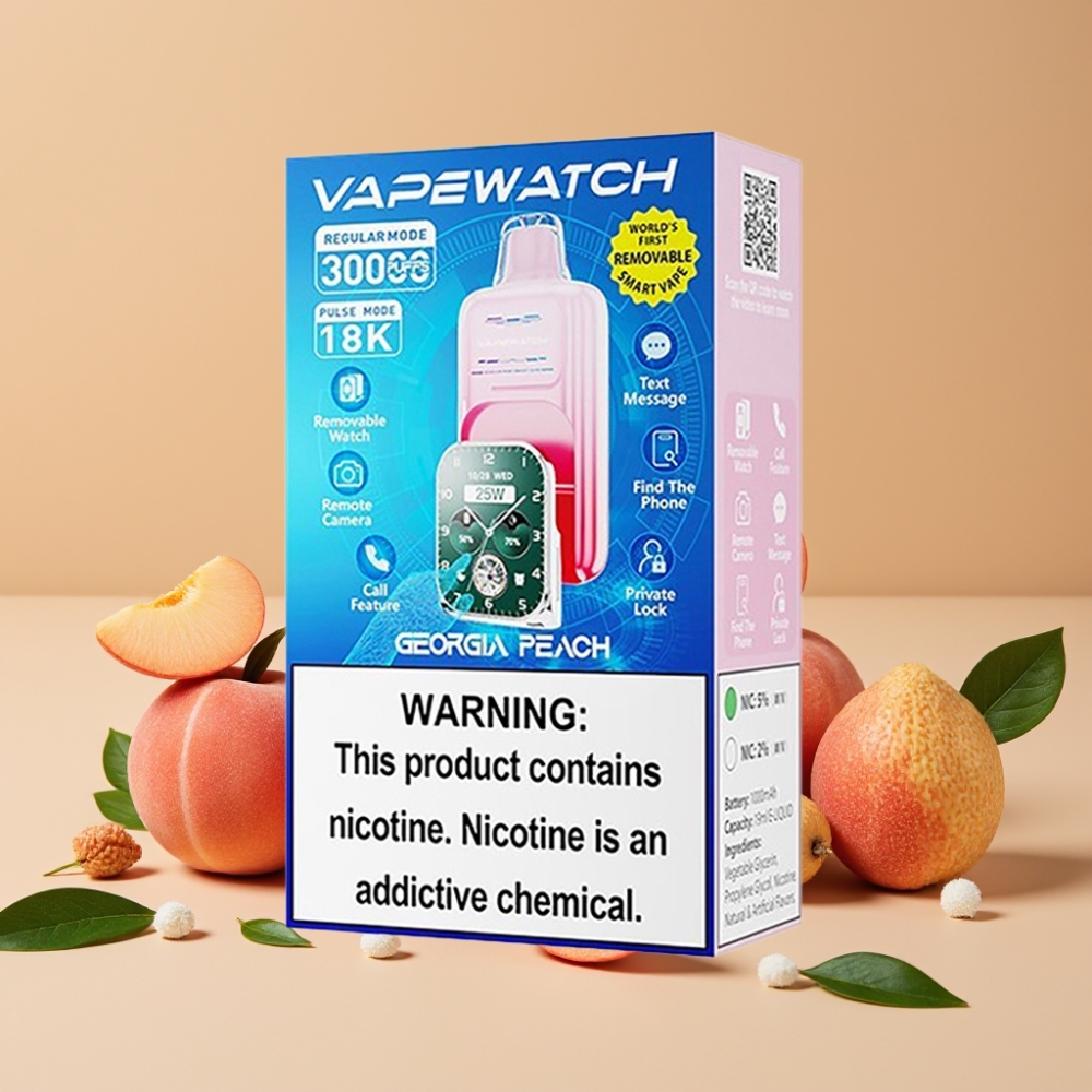 JNR VapeWatch 30000 Puffs Vape Desechable Durazno de Georgia con Carga Rápida Type-C