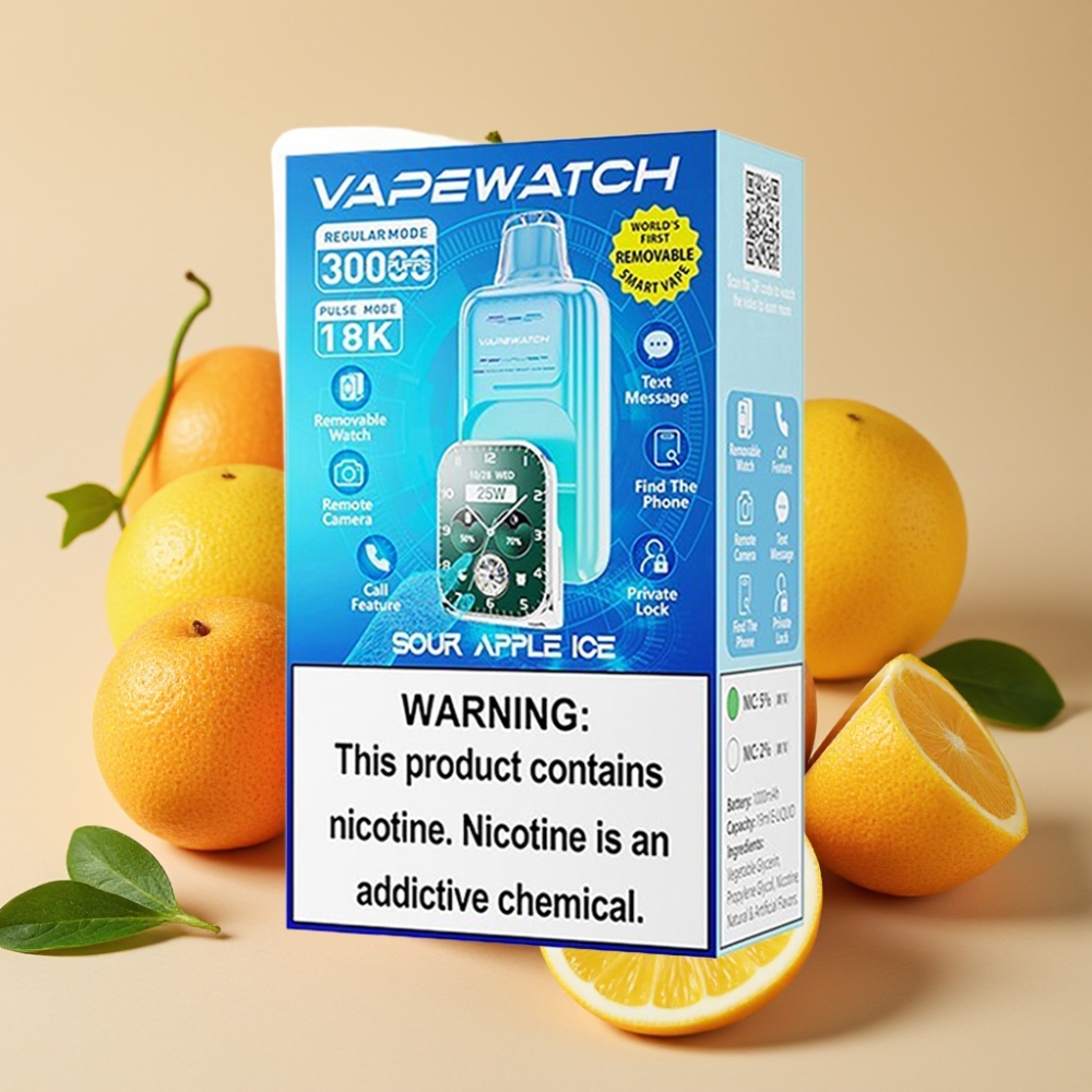 JNR VapeWatch 30000 Puffs Vape Desechable Manzana Ácida Helada 19mL 5