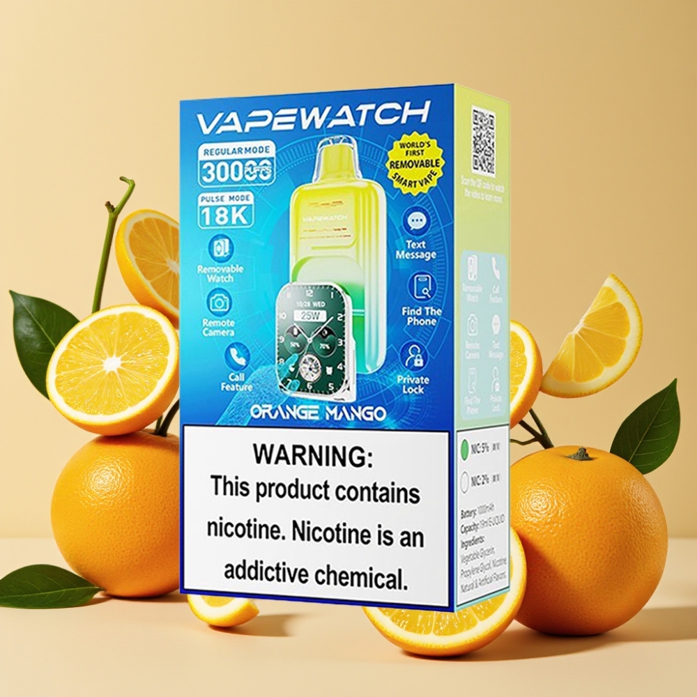 JNR VapeWatch 30000 Puffs Vape Desechable Naranja Mango 19mL 5 Nic