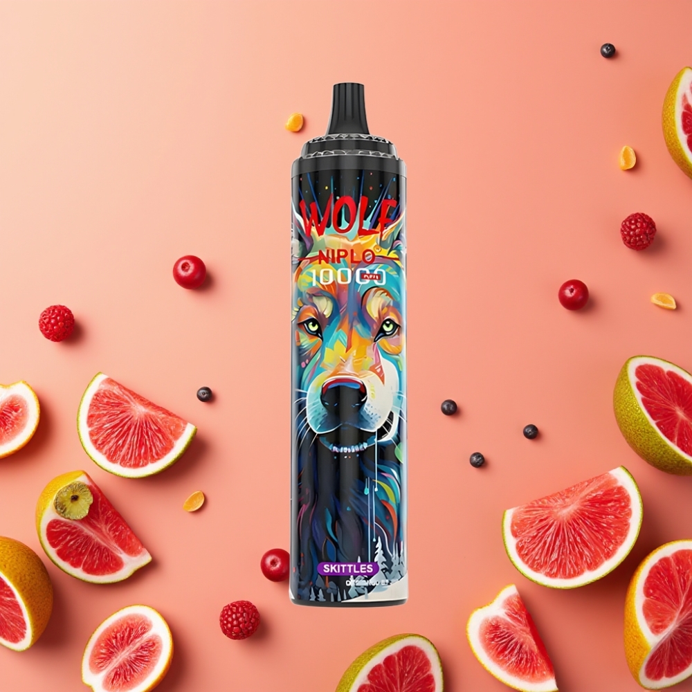 JNR Wolf Niplo 10000 Puffs Vape Disposable Sabor Skittles con 20ml y Tipo-C