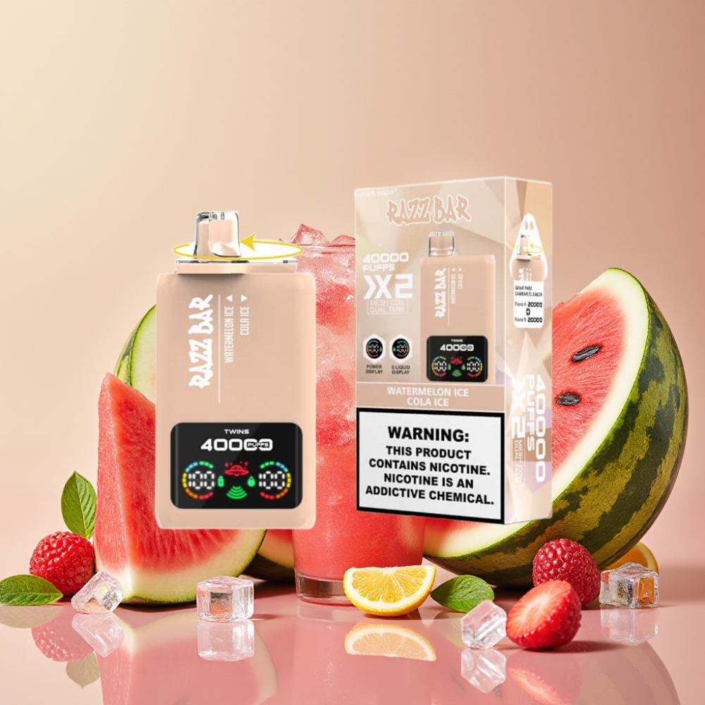 Razz Bar 40000 Puffs Desechable Vape SANDÍA HIELO  COLA HIELO con Pantalla y Doble Bobina Mesh