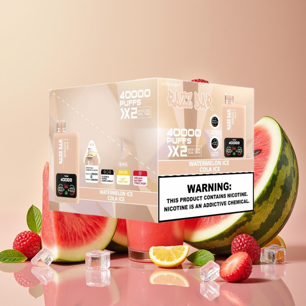 Razz Bar 40000 Puffs Desechable Vape SANDÍA HIELO  COLA HIELO con Pantalla y Doble Bobina Mesh