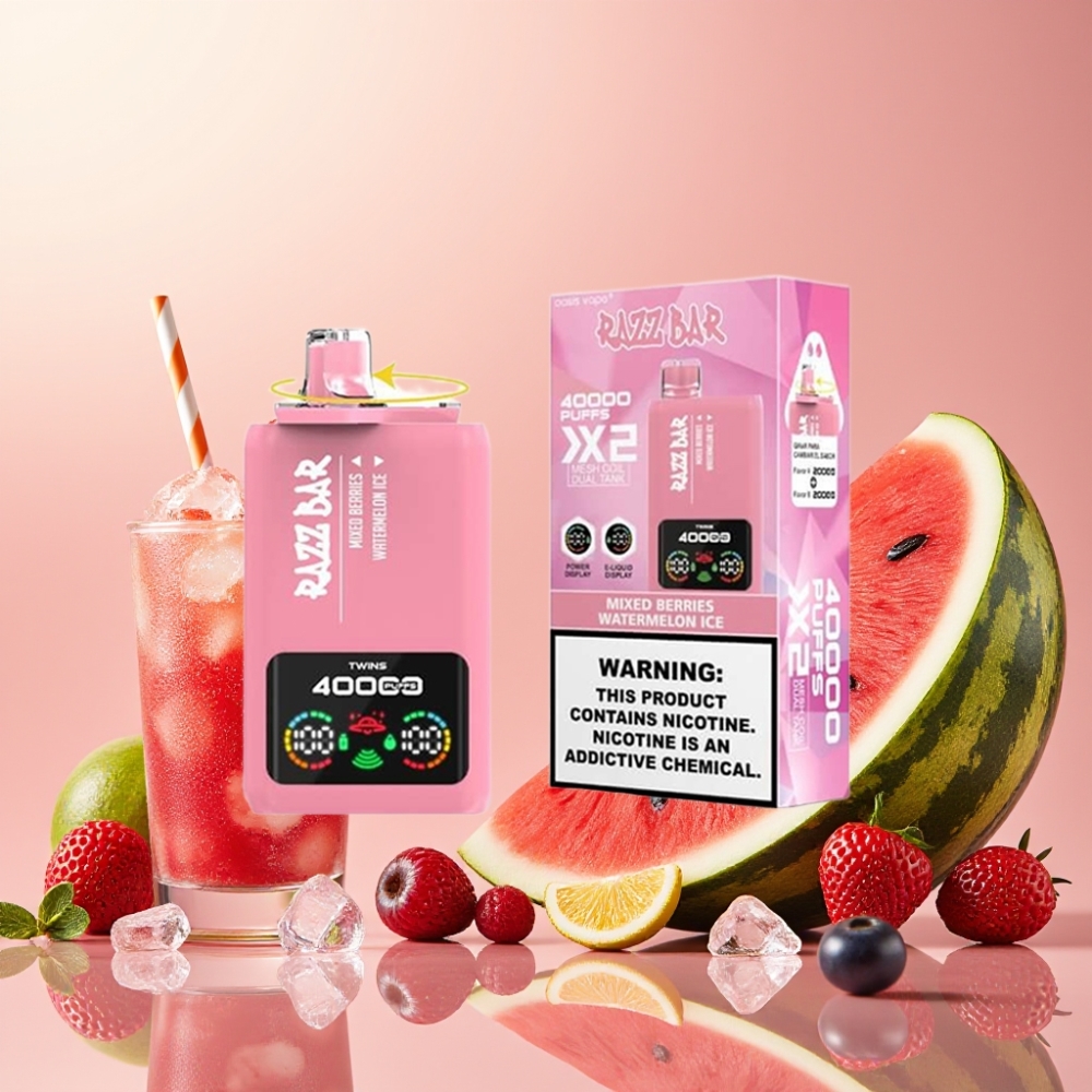 Razz Bar 40000 Puffs Disposable Vape BAYAS MIXTAS  SANDÍA FRESCA con Pantalla de Potencia