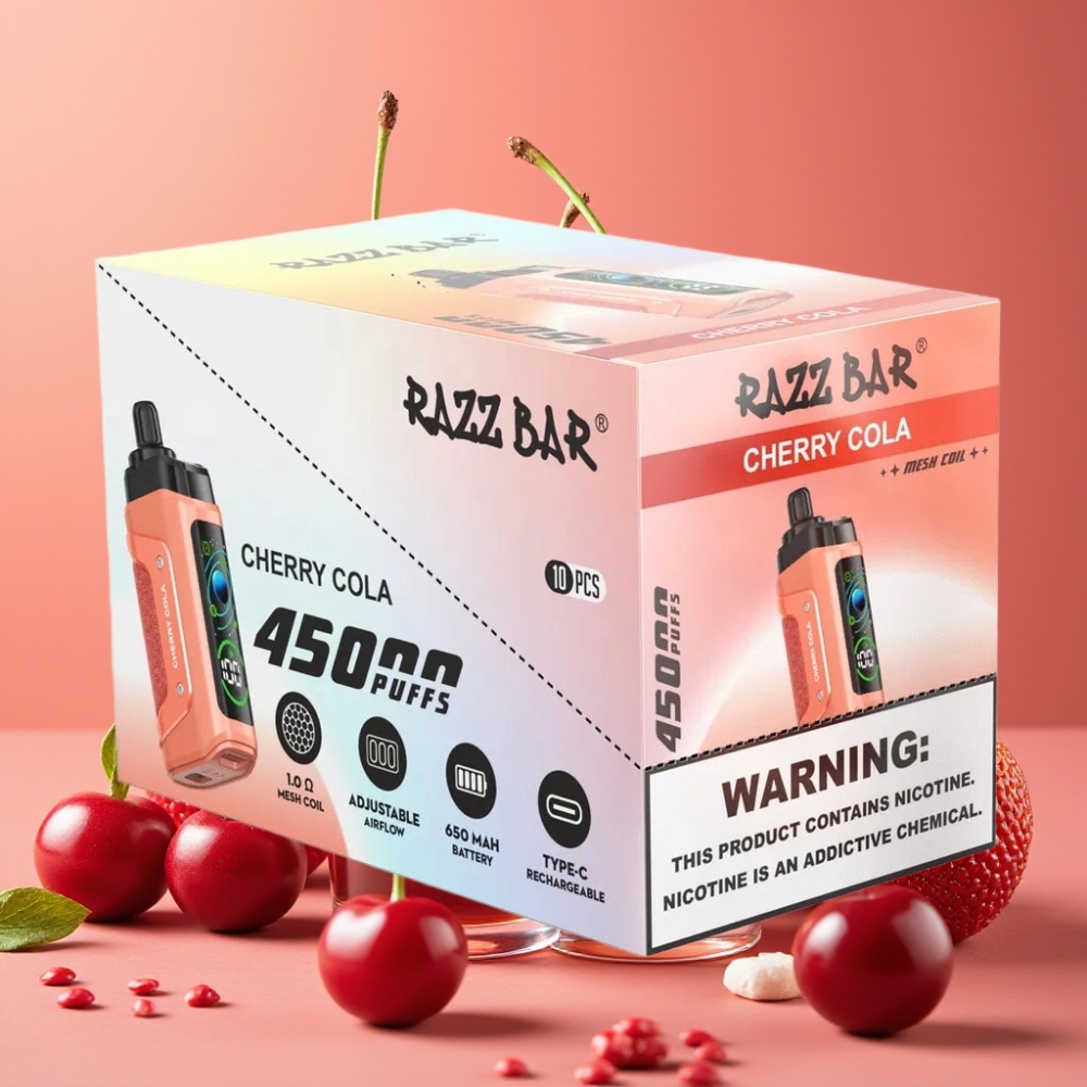Razz Bar 45000 Puffs Desechable Vape Cereza Cola y 650 Mah Batería Recargable